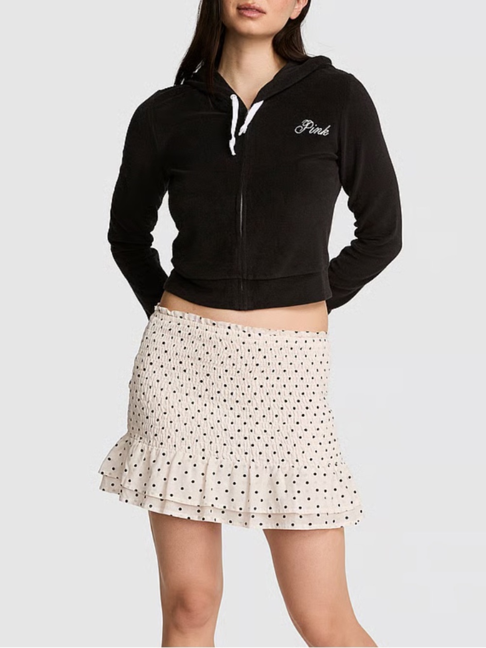 NWT Victoria Secret. XL Polka Dot Flirty Fit Smocked Mini Skirt